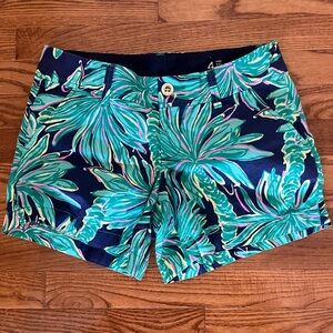 Lilly Pulitzer Navy and Green Leaf Print Shorts